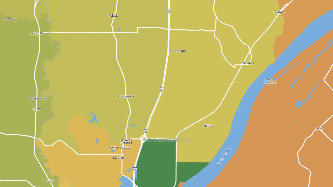 Villa Ridge, IL Map of Drug-Related Crime Rates