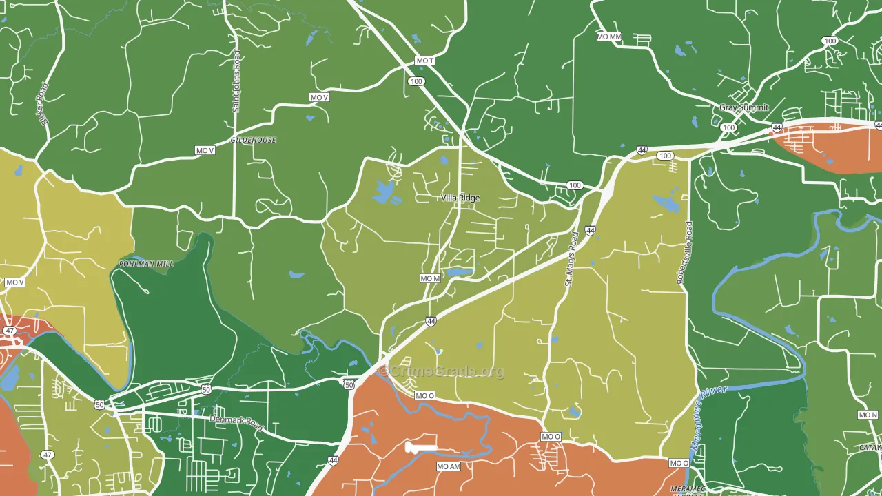 Villa Ridge, MO Map of Drug-Related Crime Rates