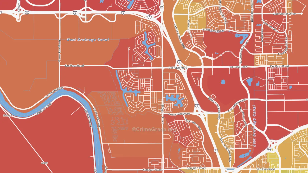 Village 2, Sacramento, CA Map of Drug-Related Crime Rates