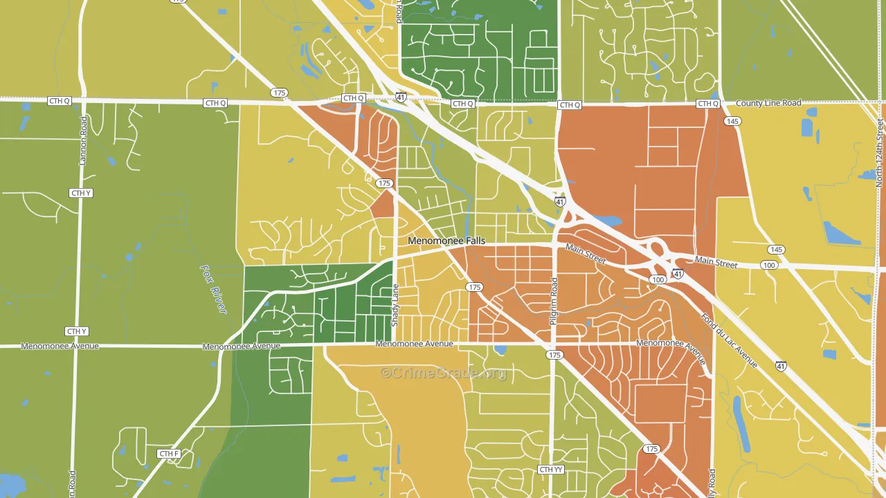 Village Centre, Menomonee Falls, WI Map of Drug-Related Crime Rates