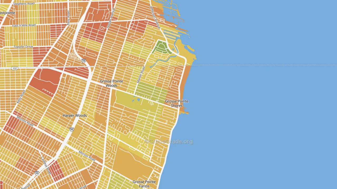 Village of Grosse Pointe Shores, MI Map of Drug-Related Crime Rates
