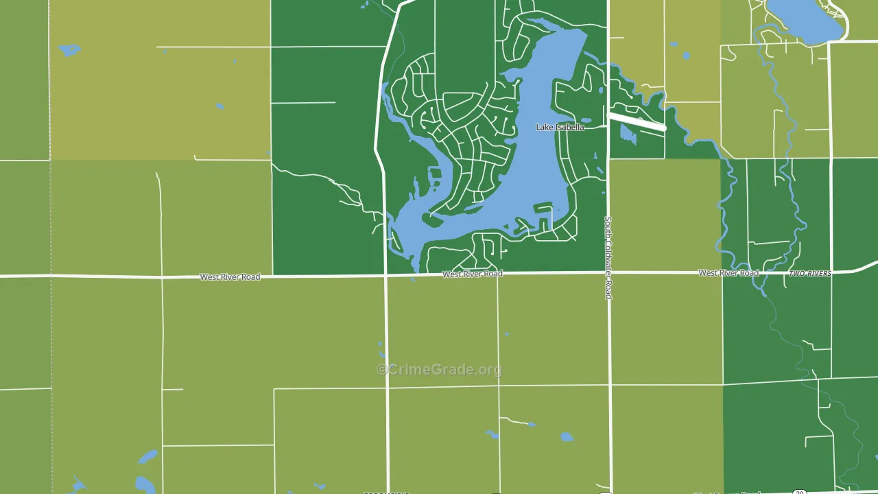 Village of Lake Isabella, MI Map of Drug-Related Crime Rates