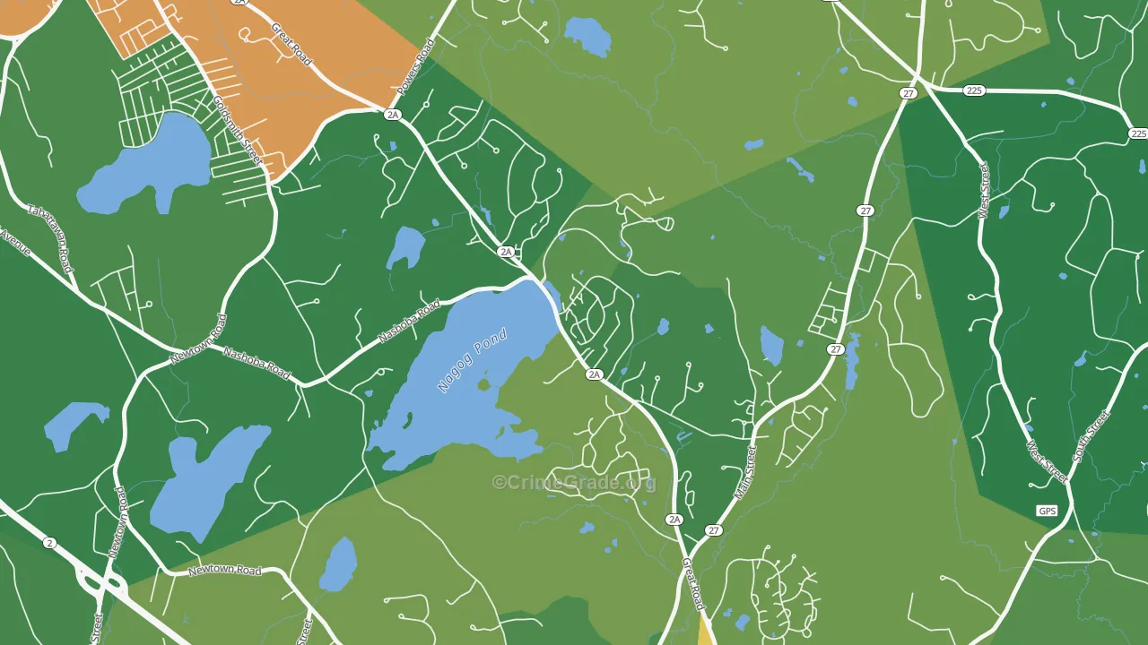 Village Of Nagog Woods, MA Map of Drug-Related Crime Rates