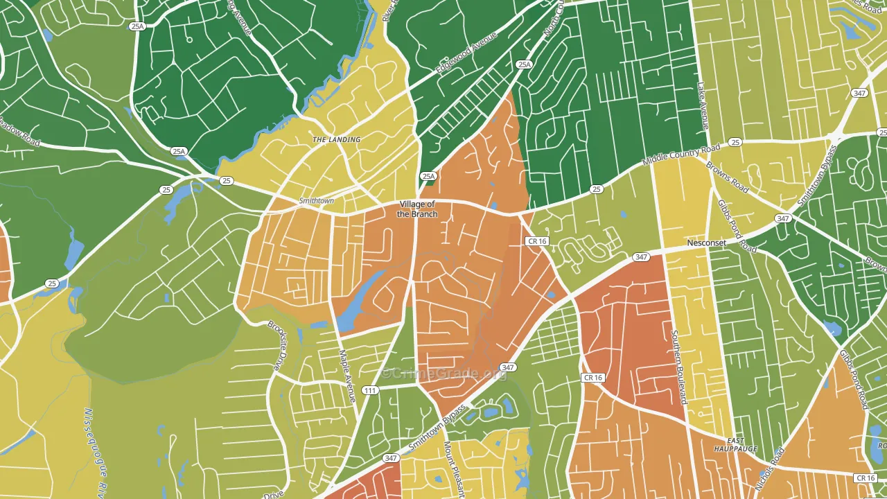 Village of the Branch, NY Map of Drug-Related Crime Rates