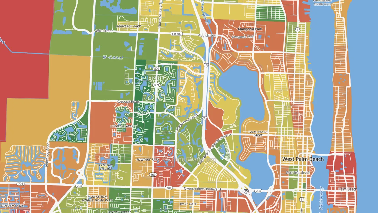 Villages of Palm Beach Lakes, West Palm Beach, FL Map of Drug-Related Crime Rates
