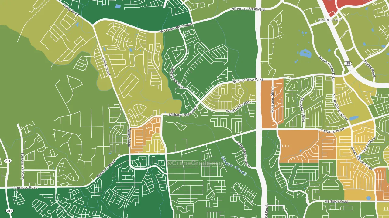 Villages of Westcreek, San Antonio, TX Map of Drug-Related Crime Rates