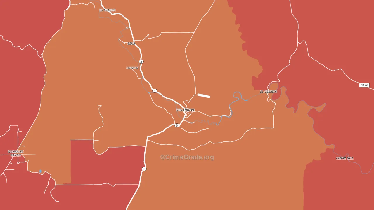 Villanueva, NM Map of Drug-Related Crime Rates