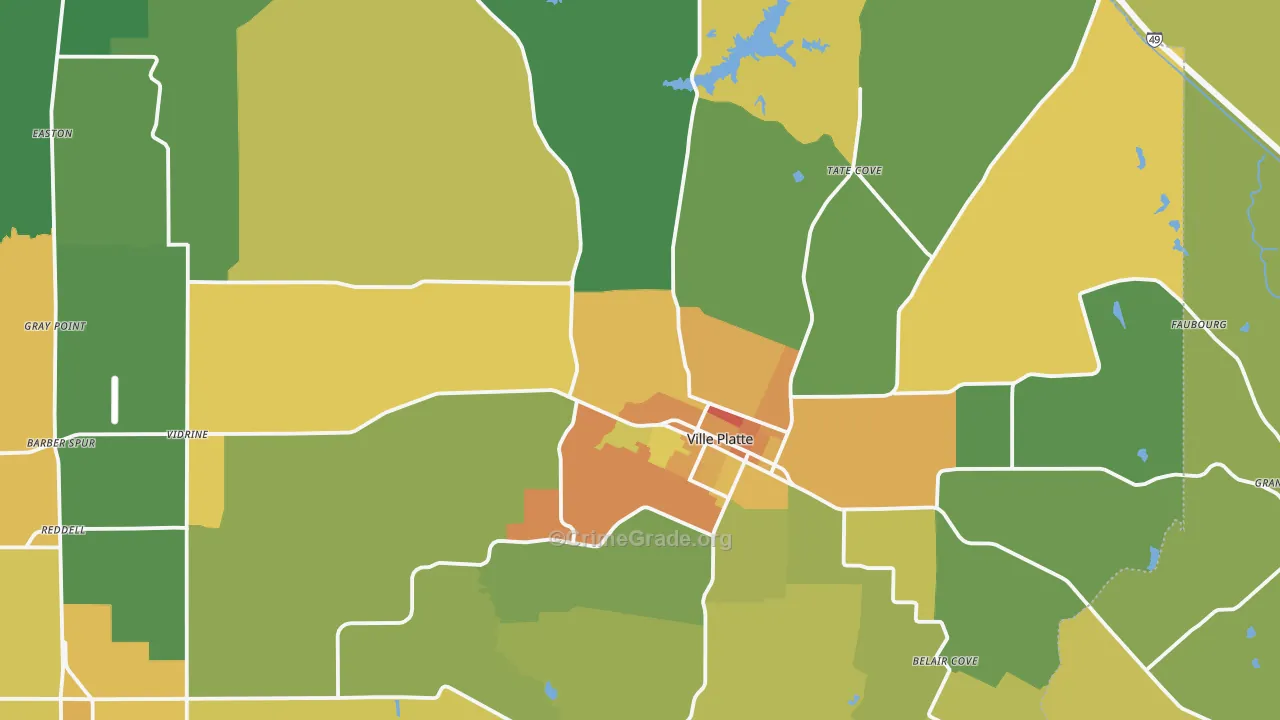 Ville Platte, LA Map of Drug-Related Crime Rates