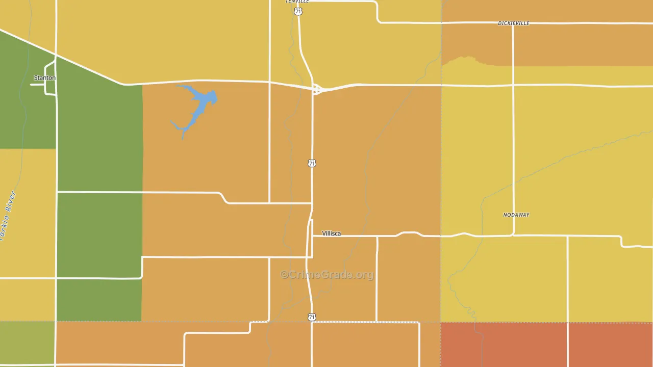 Villisca, IA Map of Drug-Related Crime Rates