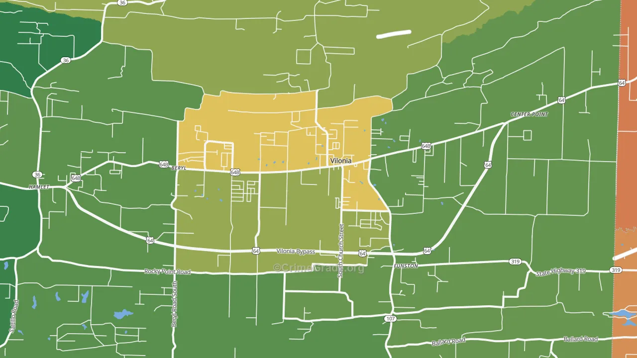 Vilonia, AR Map of Drug-Related Crime Rates