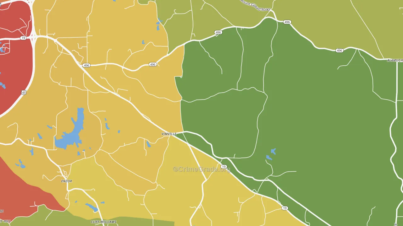 Vimville, MS Map of Drug-Related Crime Rates