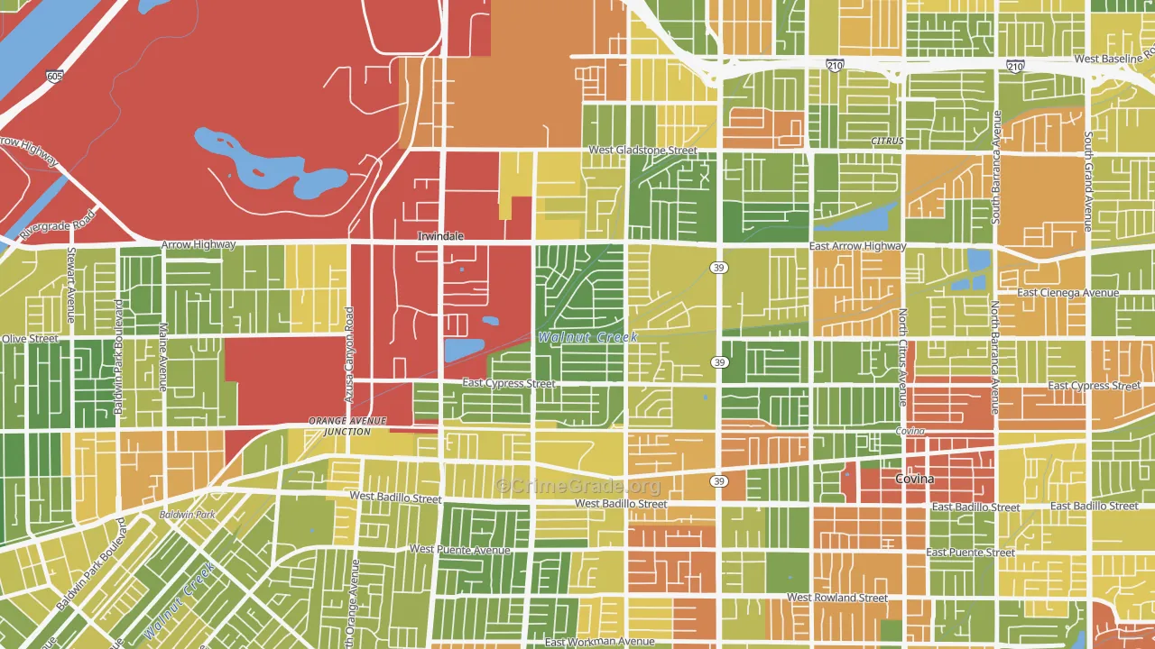 Vincent, CA Map of Drug-Related Crime Rates
