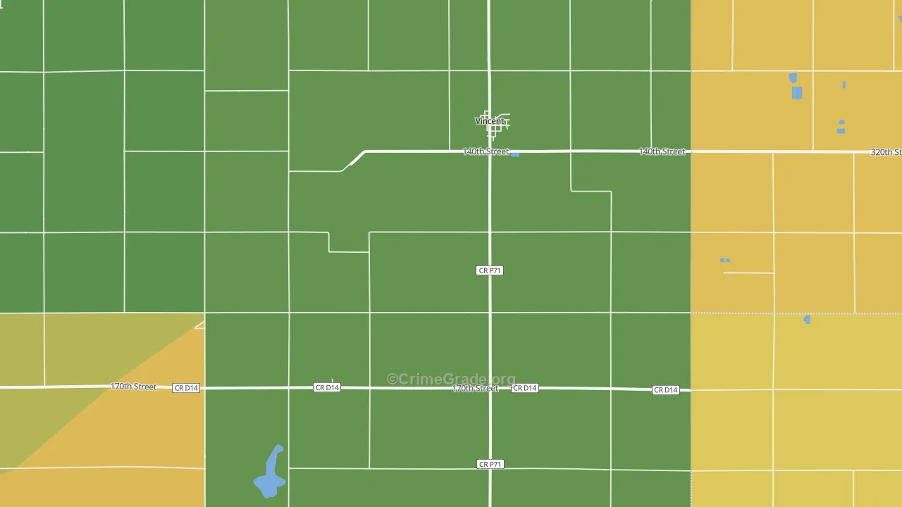 Vincent, IA Map of Drug-Related Crime Rates