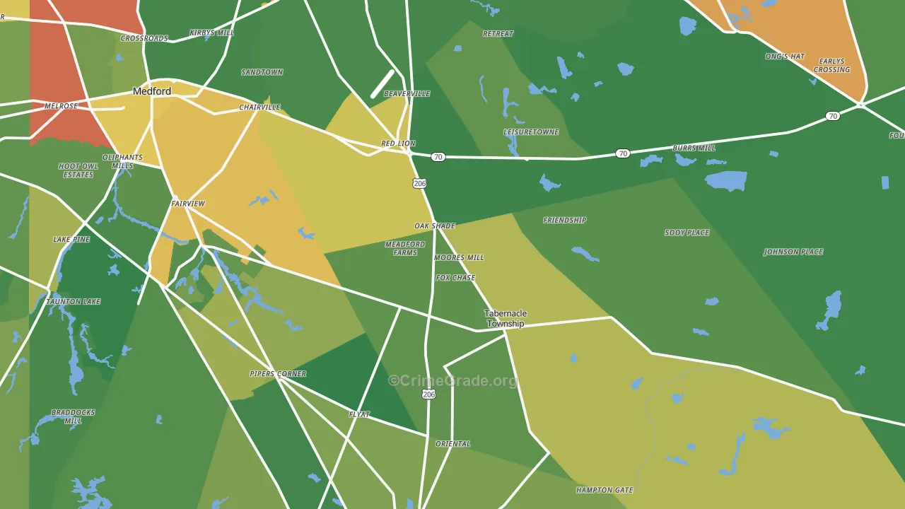 Vincentown, NJ Map of Drug-Related Crime Rates