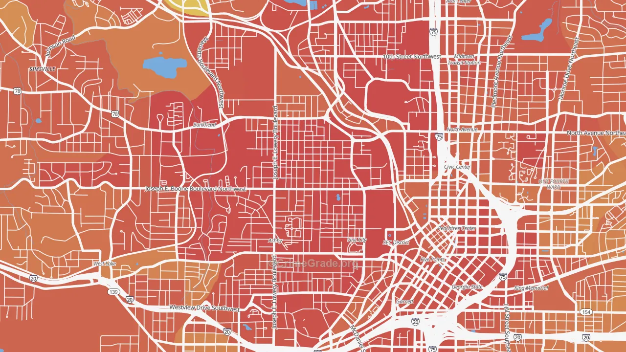 Vine City, Atlanta, GA Map of Drug-Related Crime Rates