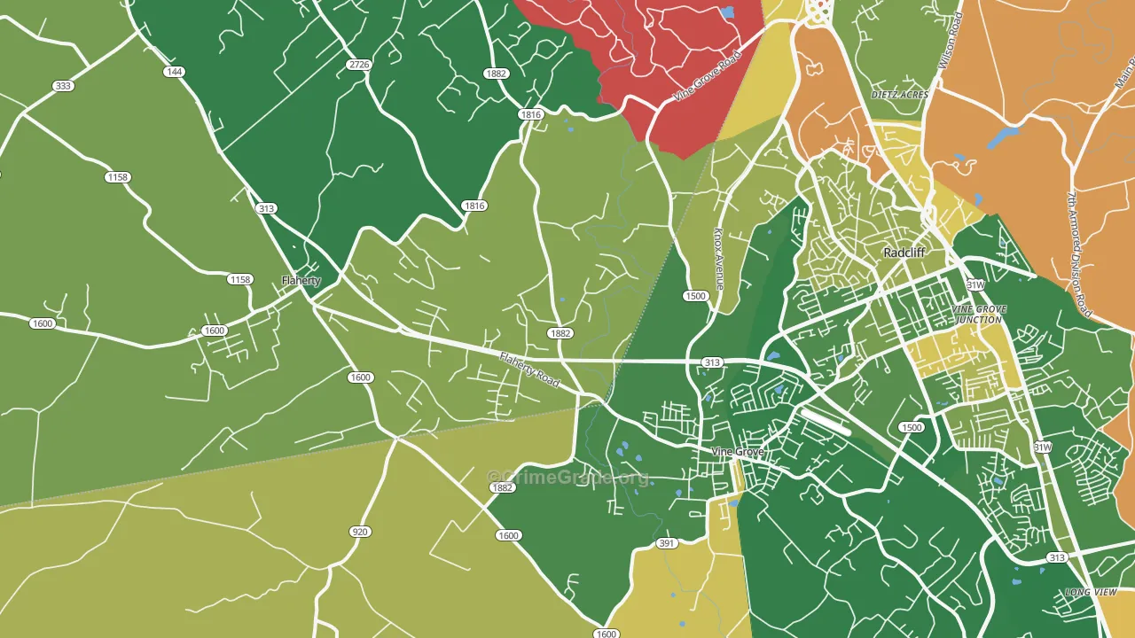 Vine Grove, KY Map of Drug-Related Crime Rates