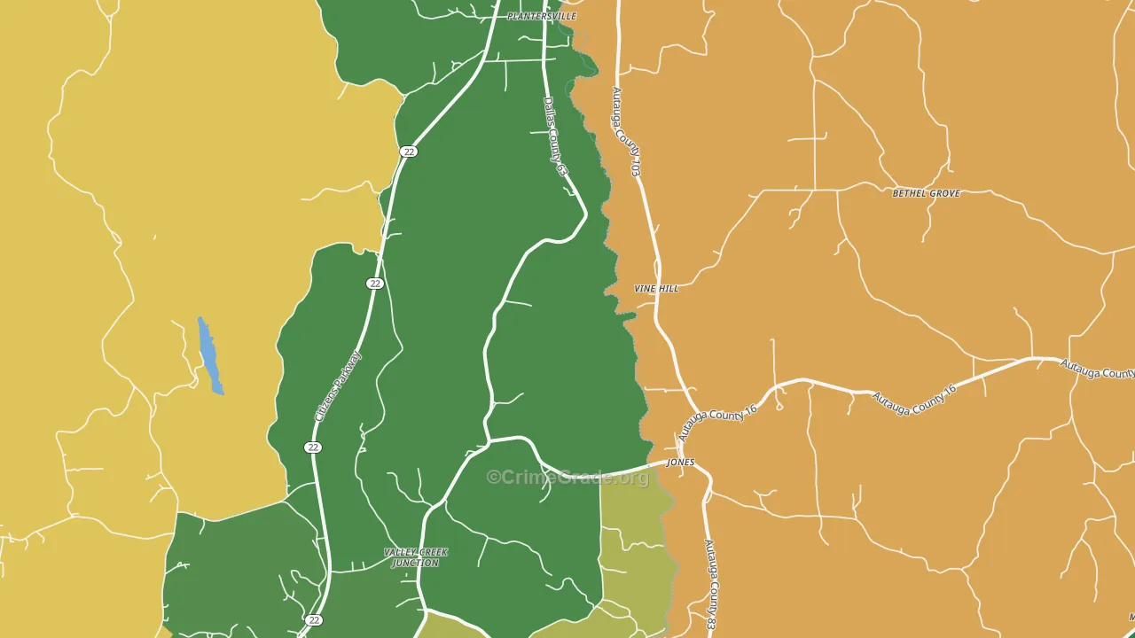 Vine Hill, AL Map of Drug-Related Crime Rates