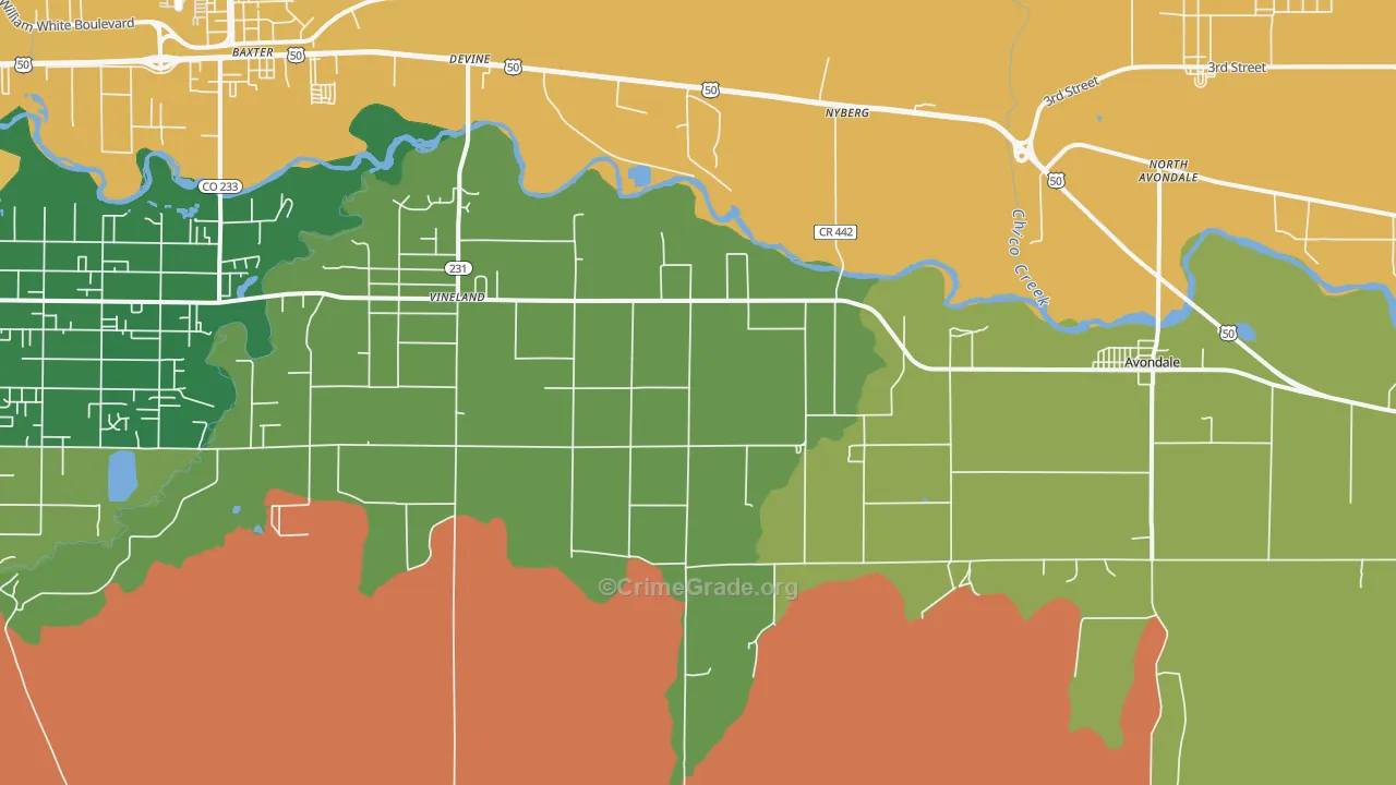 Vineland, CO Map of Drug-Related Crime Rates