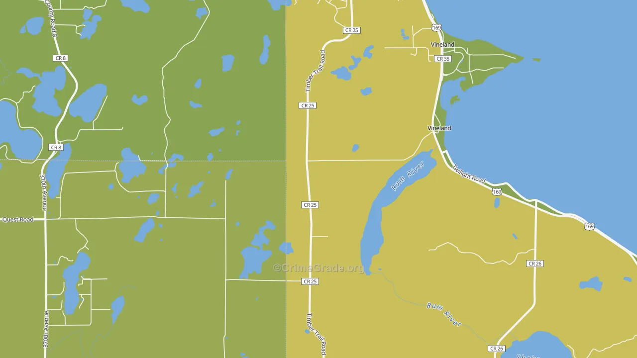 Vineland, MN Map of Drug-Related Crime Rates