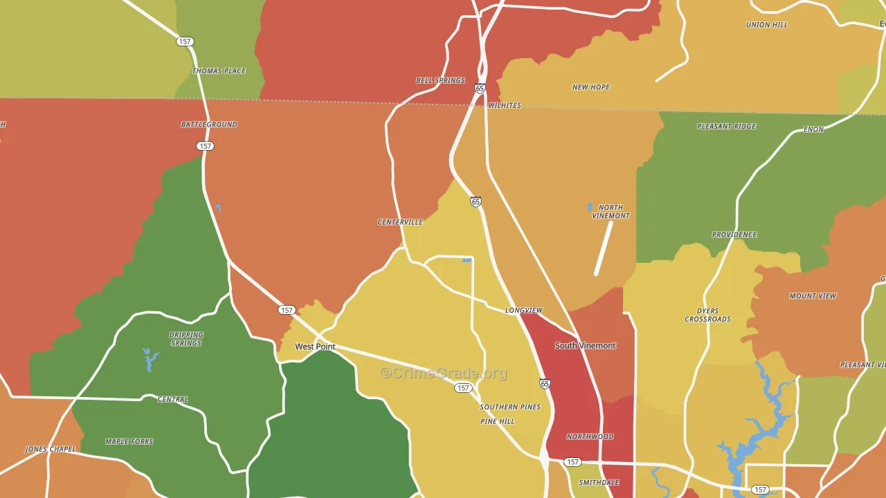Vinemont, AL Map of Drug-Related Crime Rates