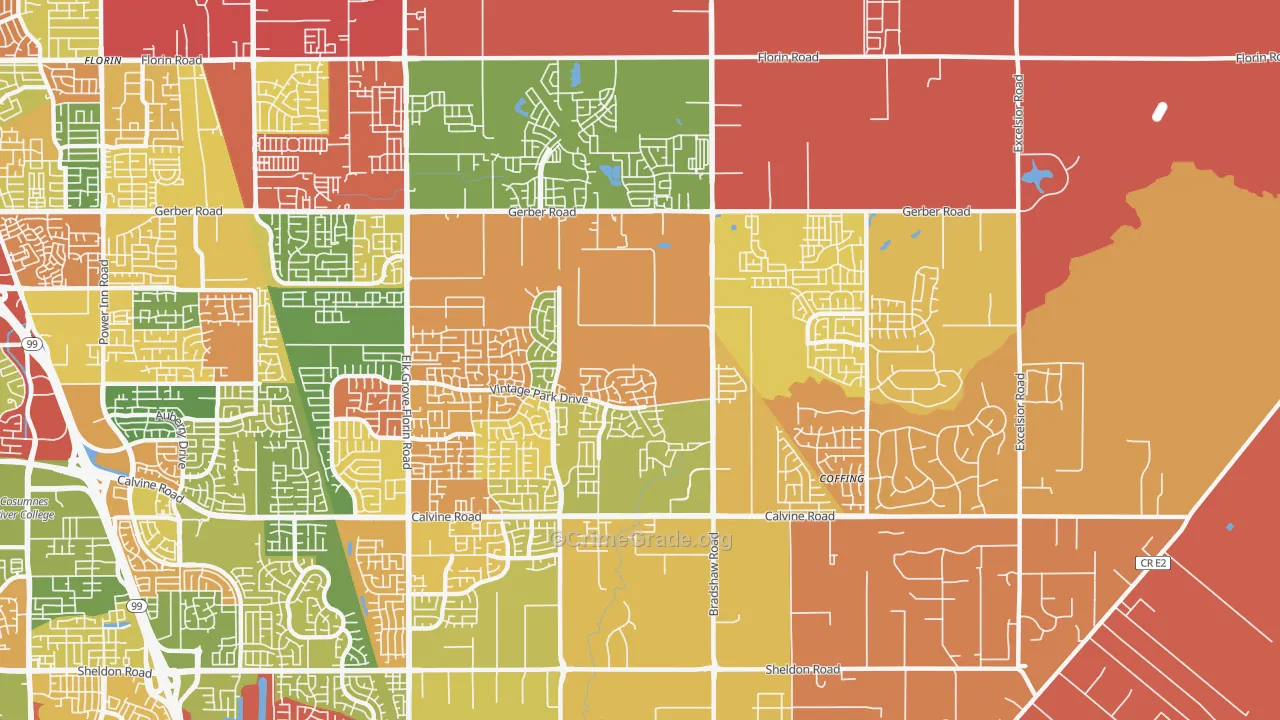 Vineyard, CA Map of Drug-Related Crime Rates