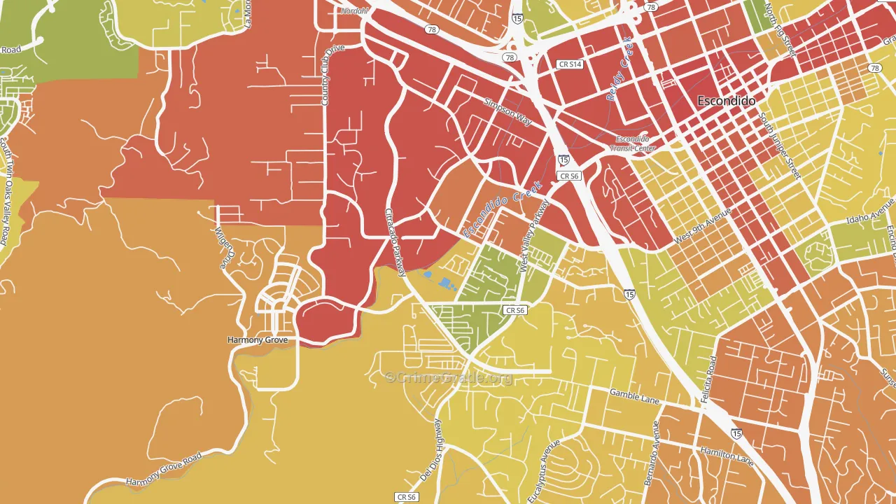 Vineyard, Escondido, CA Map of Drug-Related Crime Rates