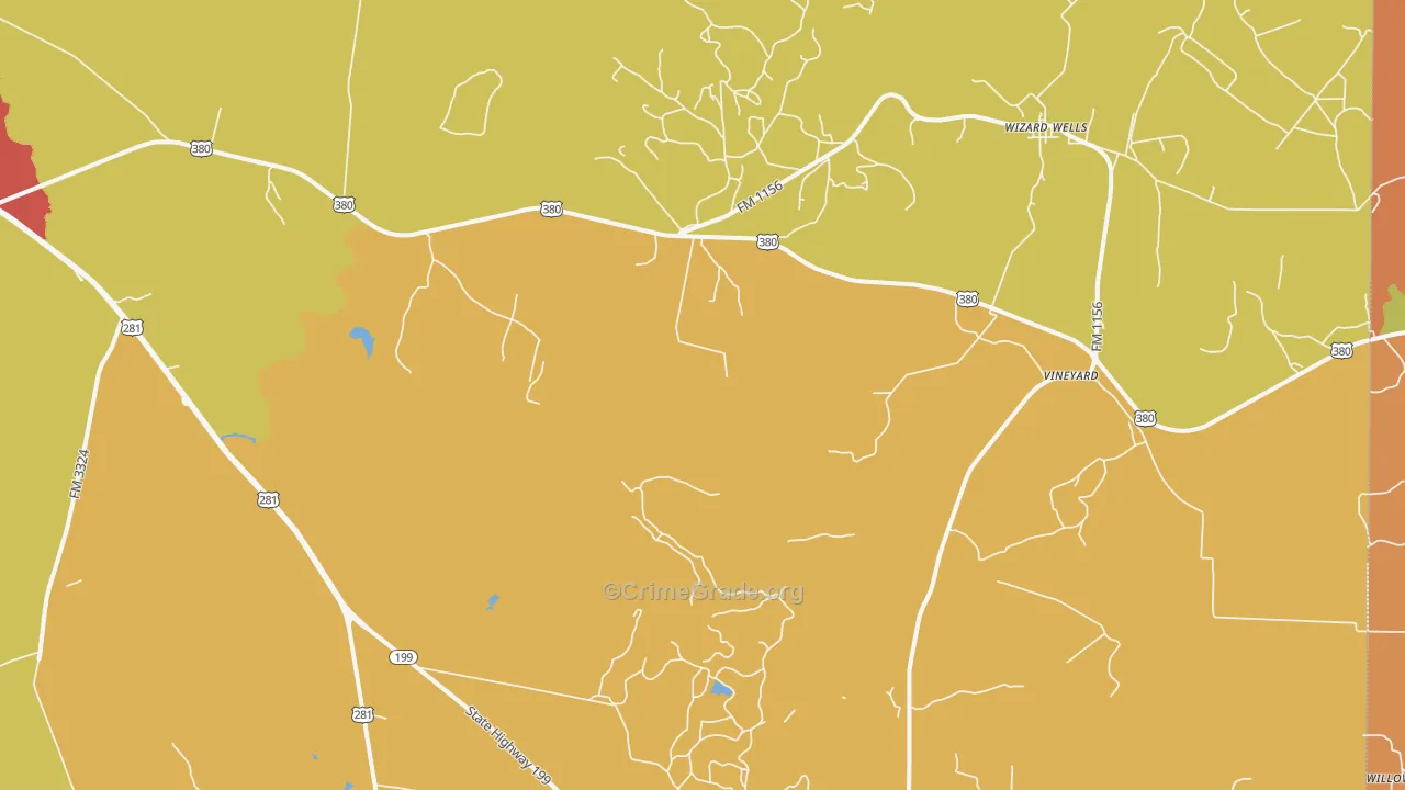 Vineyard, TX Map of Drug-Related Crime Rates