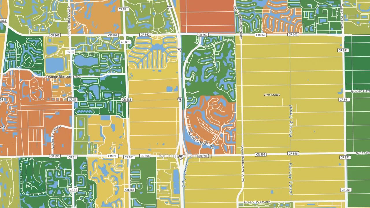 Vineyards, Naples, FL Map of Drug-Related Crime Rates