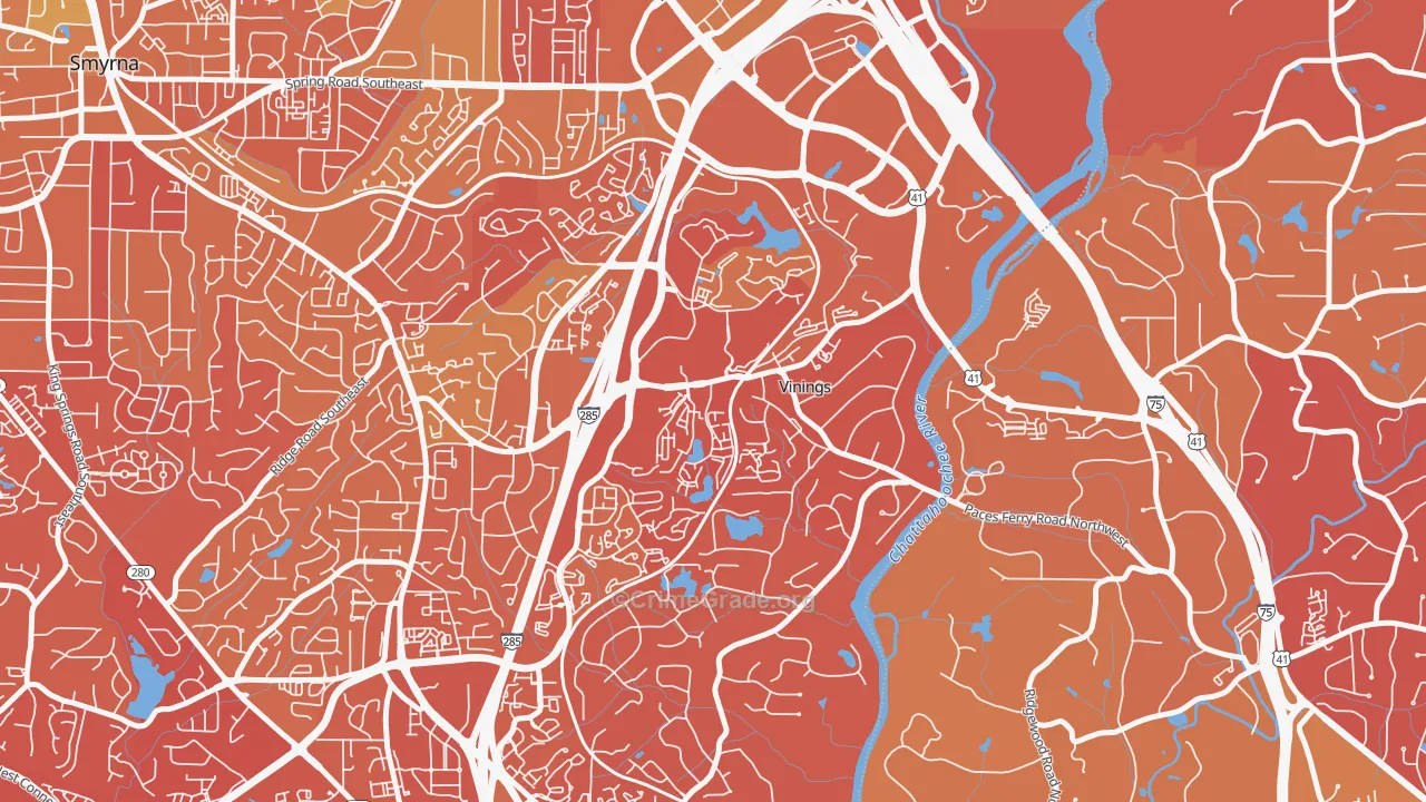 Vinings, GA Map of Drug-Related Crime Rates