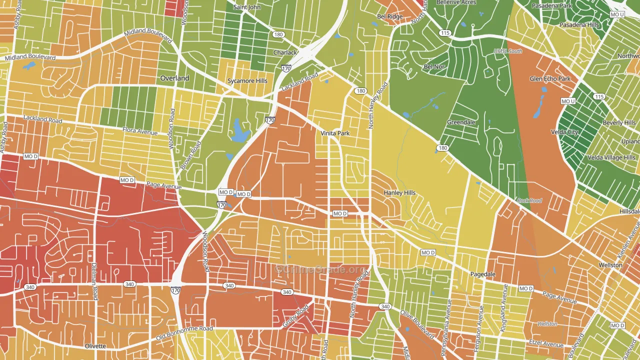 Vinita Park, MO Map of Drug-Related Crime Rates