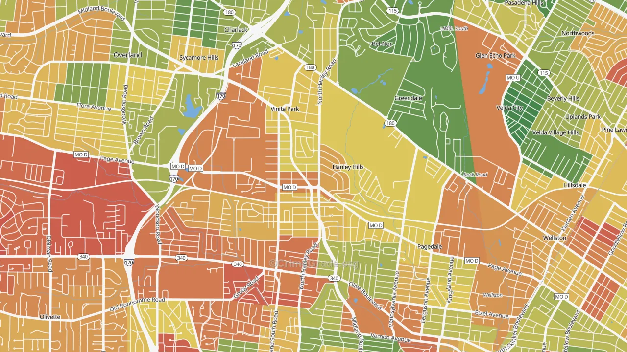 Vinita Terrace, MO Map of Drug-Related Crime Rates