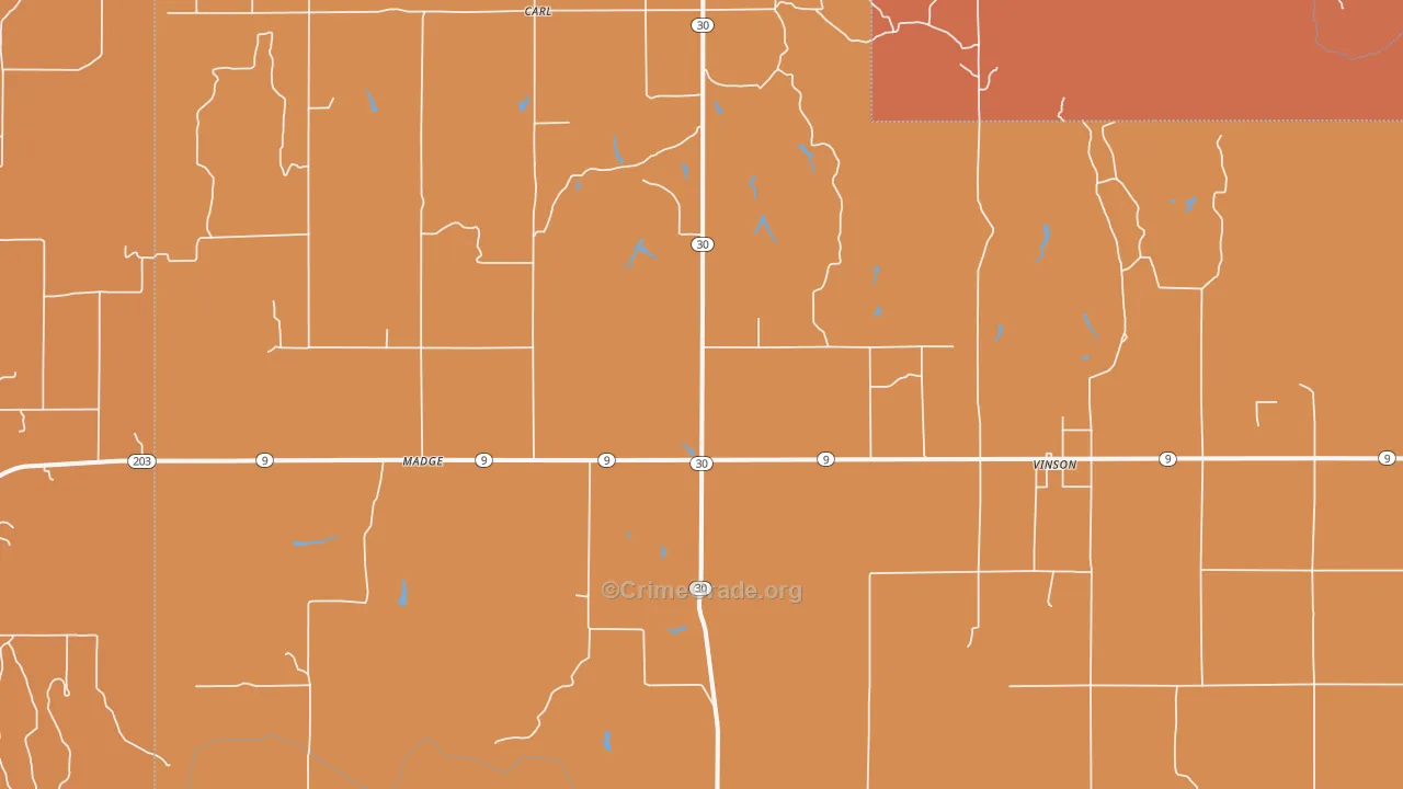 Vinson, OK Map of Drug-Related Crime Rates