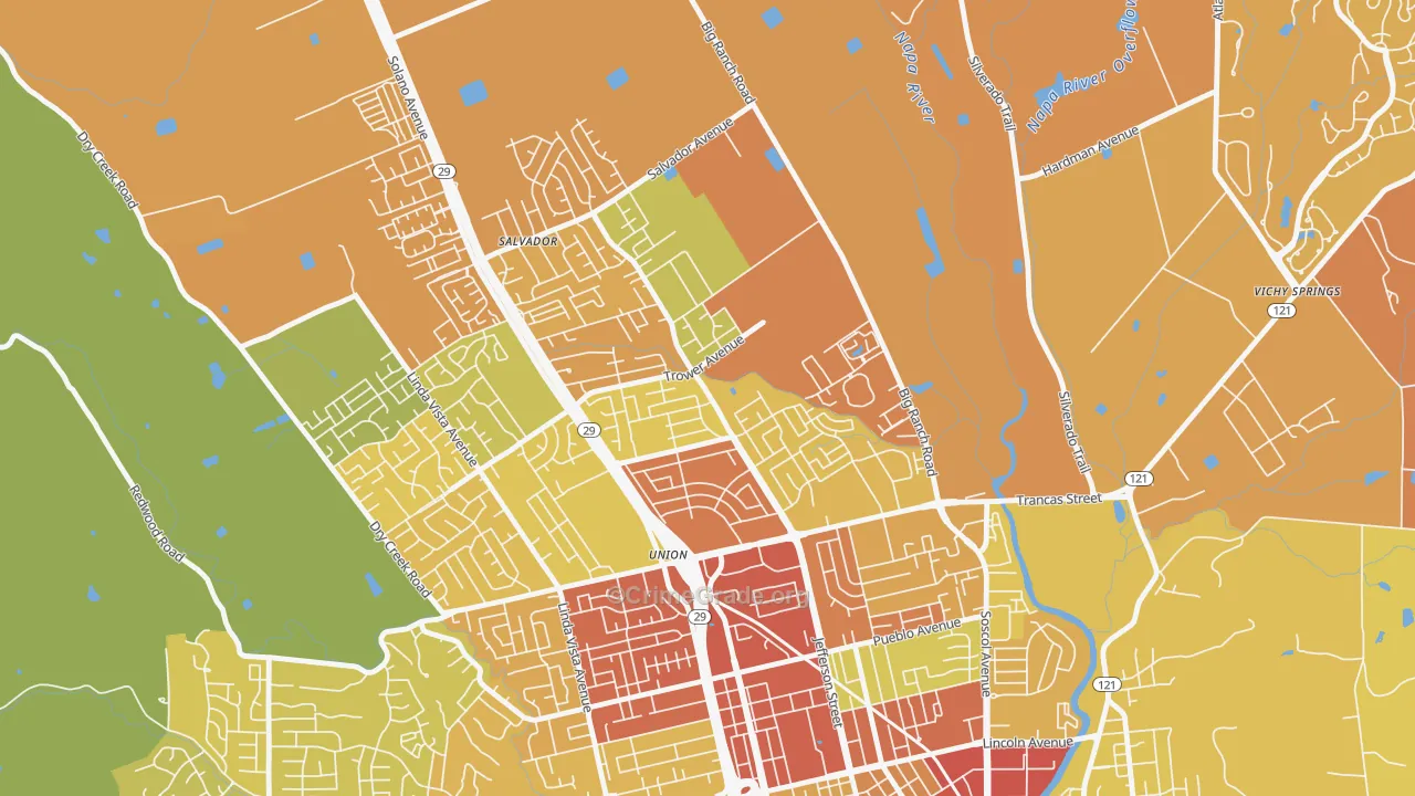 Vintage, Napa, CA Map of Drug-Related Crime Rates
