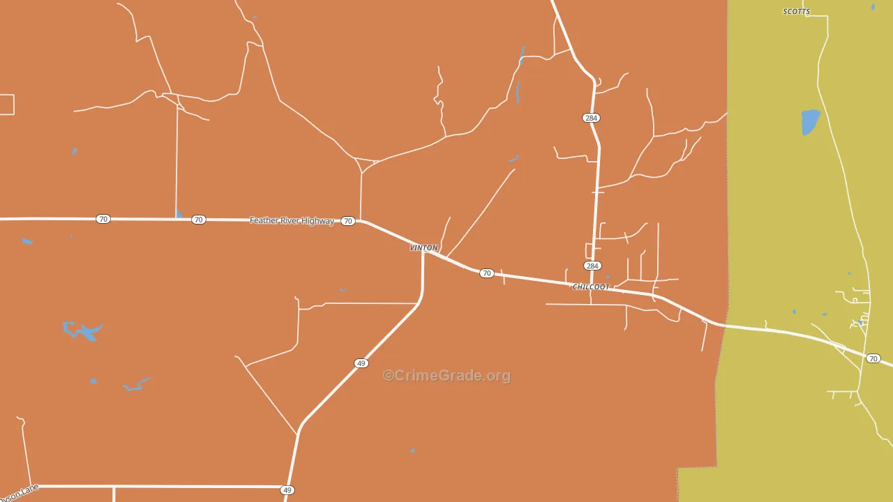 Vinton, CA Map of Drug-Related Crime Rates