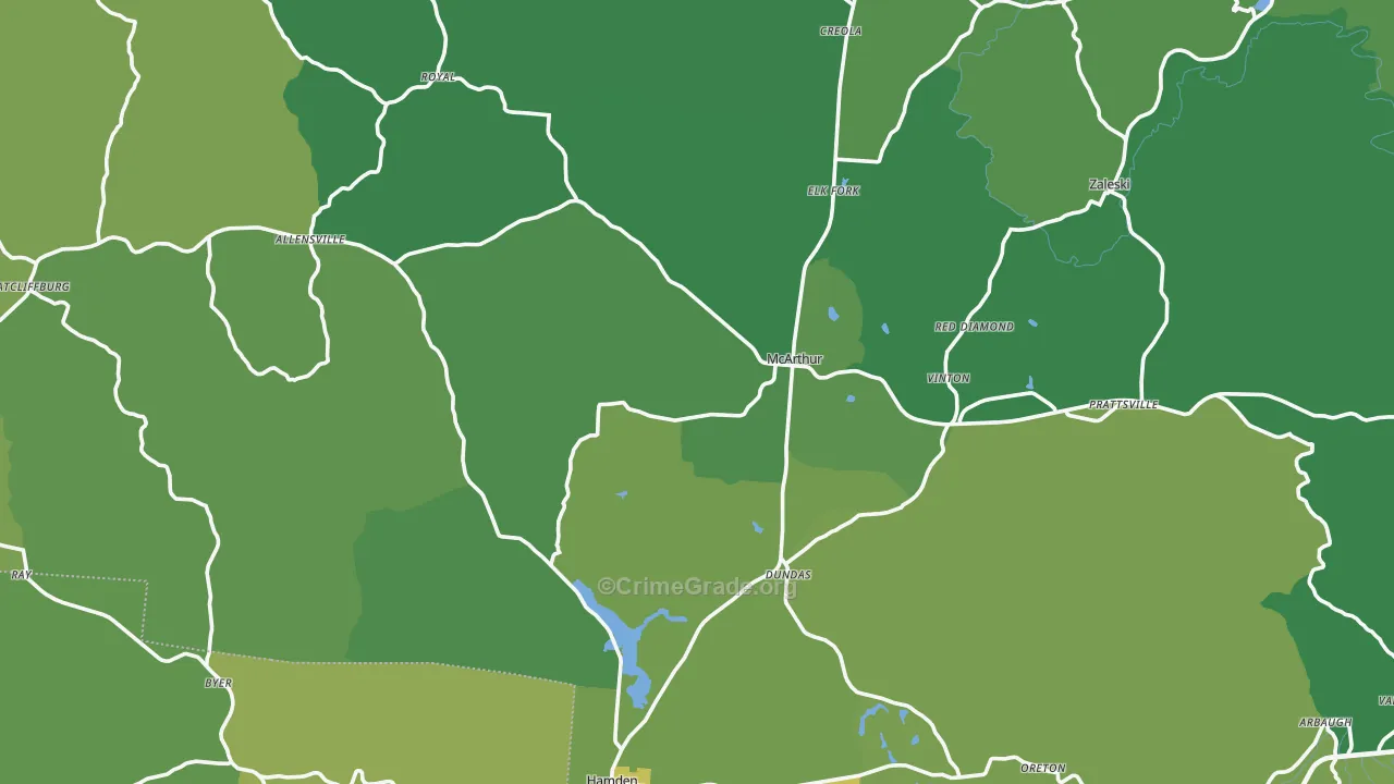 Vinton County, OH Map of Drug-Related Crime Rates