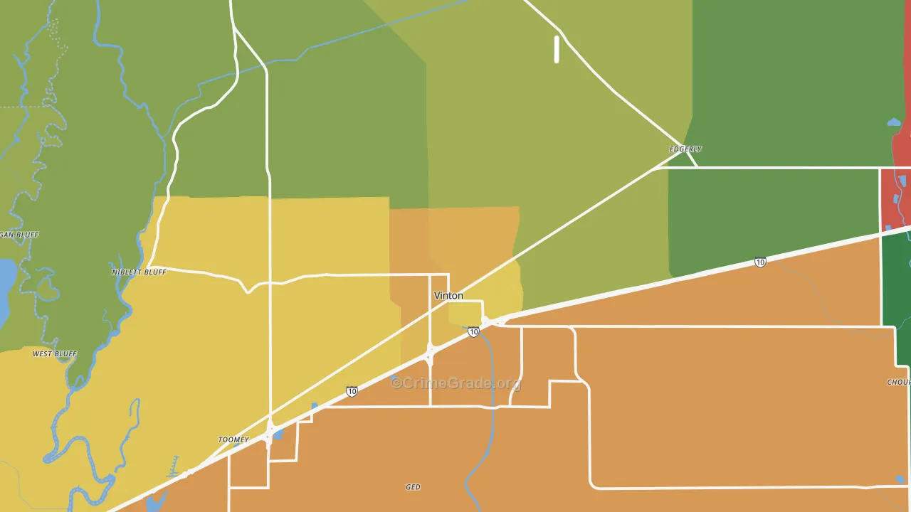 Vinton, LA Map of Drug-Related Crime Rates