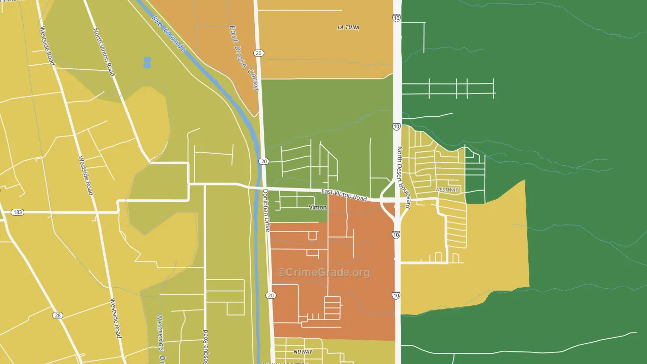 Vinton, TX Map of Drug-Related Crime Rates