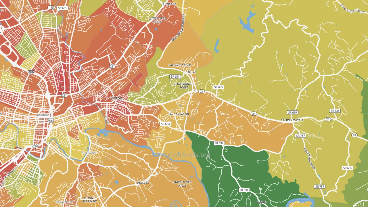 Vinton, VA Map of Drug-Related Crime Rates