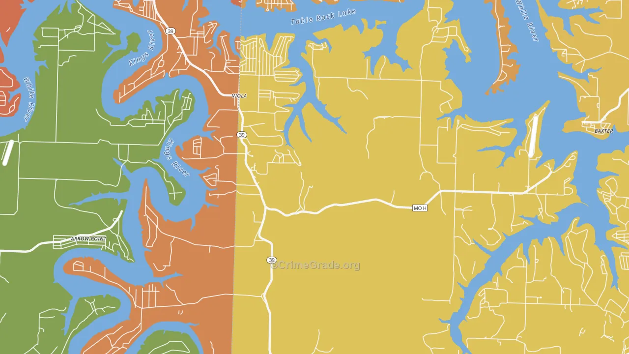 Viola, MO Map of Drug-Related Crime Rates