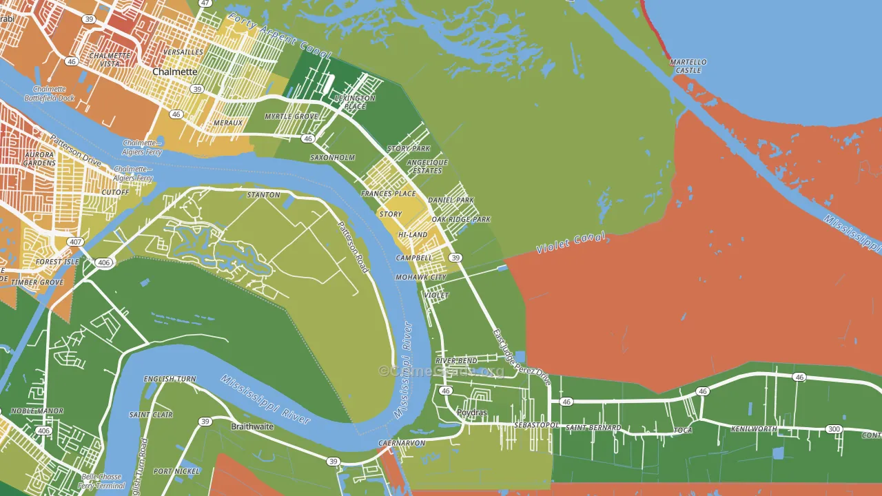 Violet, LA Map of Drug-Related Crime Rates