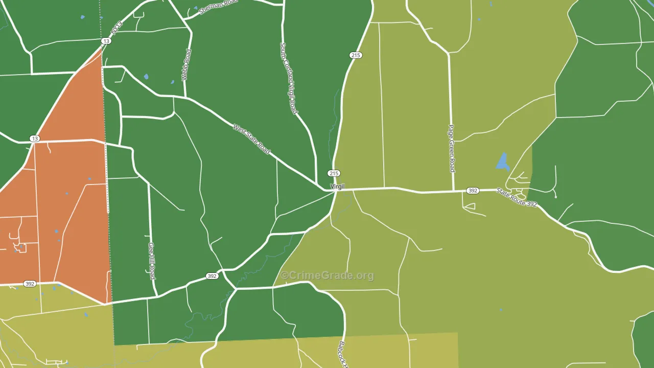 Virgil, NY Map of Drug-Related Crime Rates