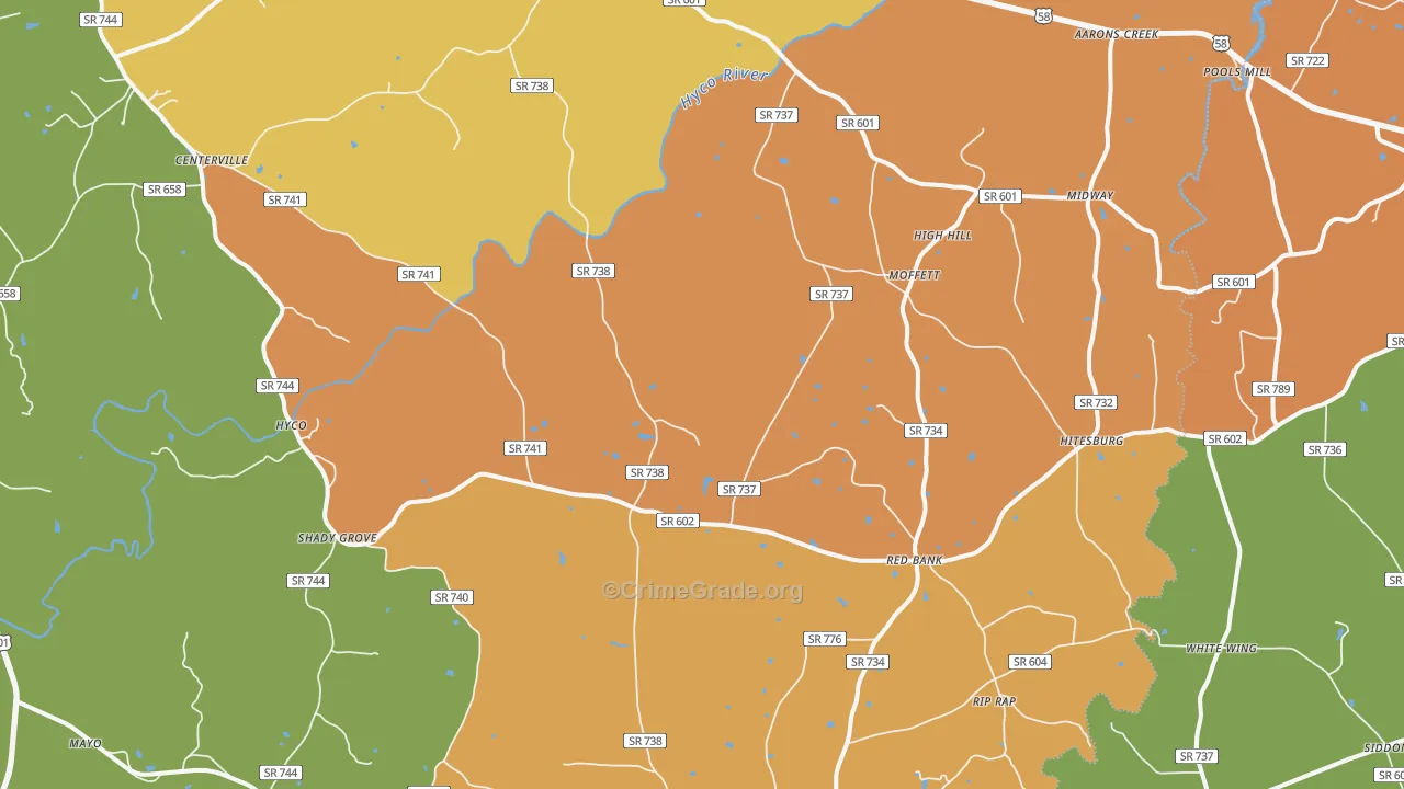 Virgilina, VA Map of Drug-Related Crime Rates