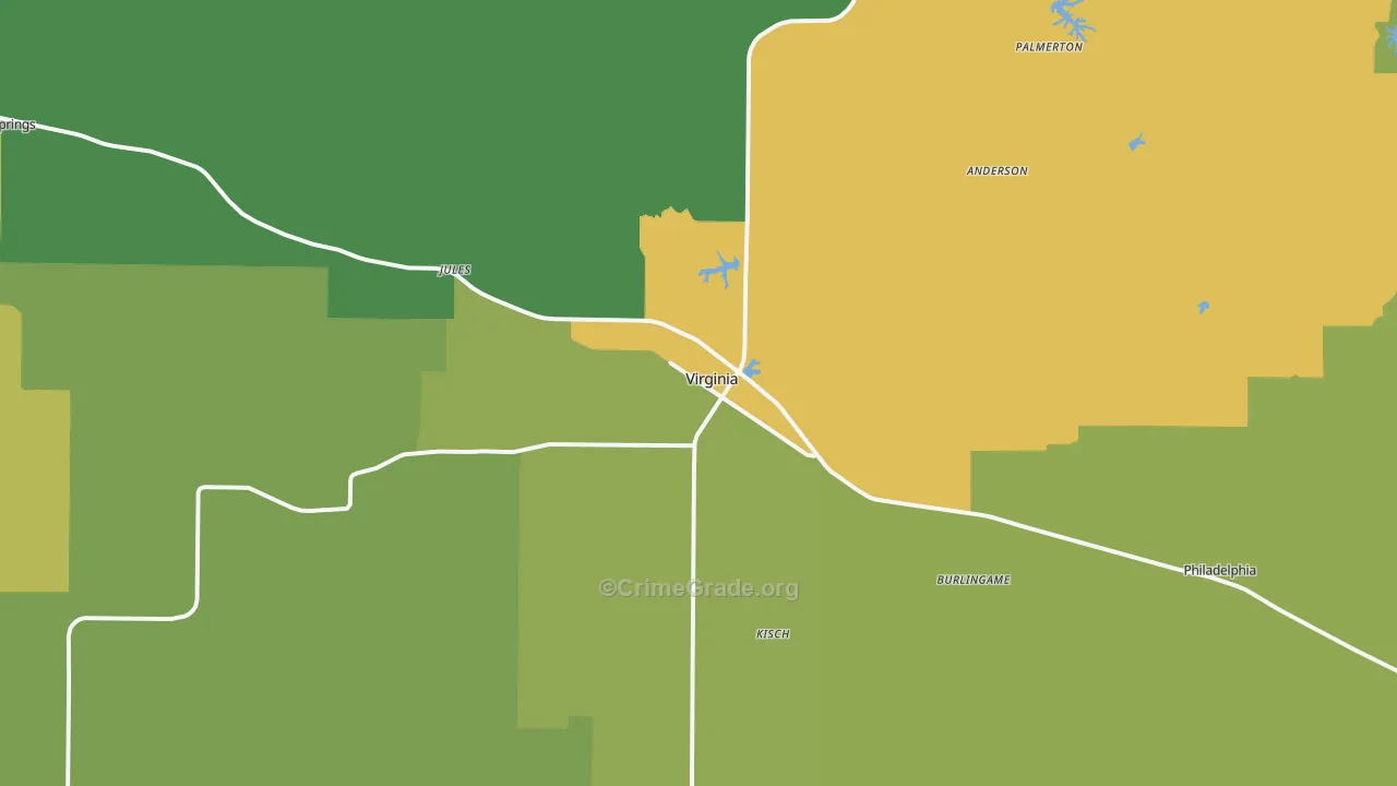 Virginia, IL Map of Drug-Related Crime Rates