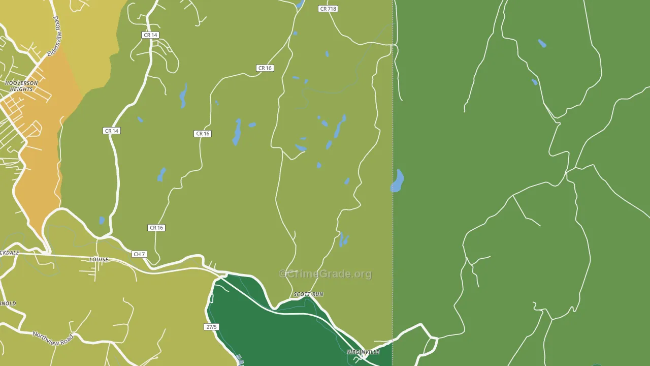 Virginville, WV Map of Drug-Related Crime Rates