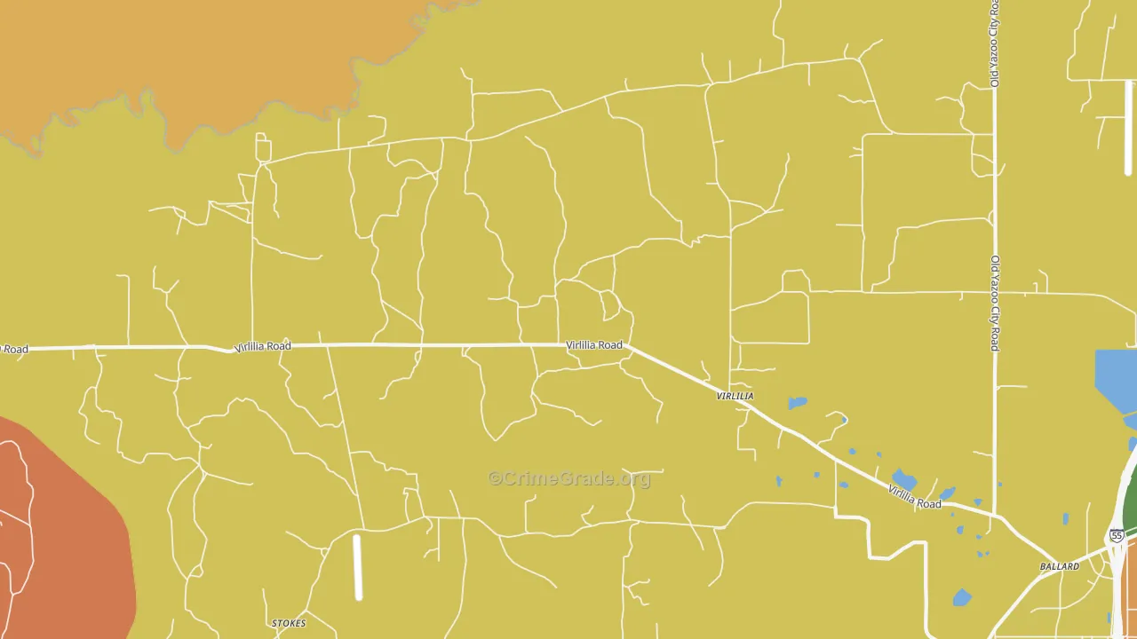 Virlilia, MS Map of Drug-Related Crime Rates
