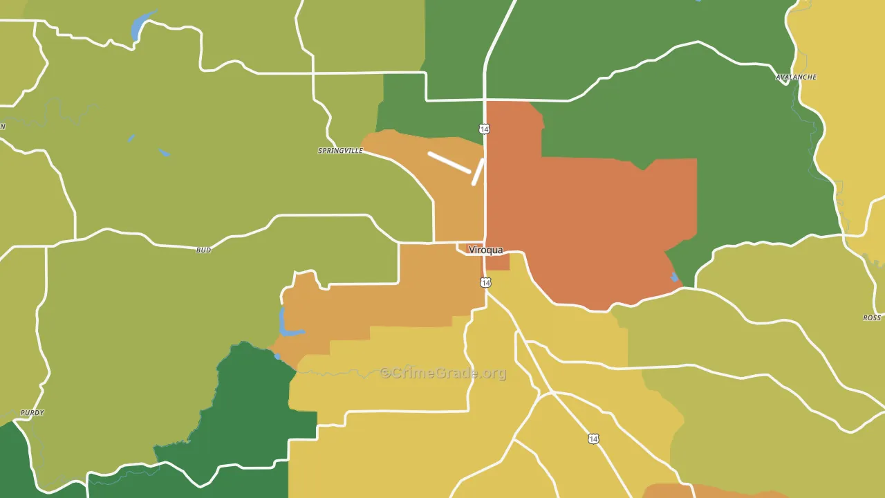 Viroqua, WI Map of Drug-Related Crime Rates