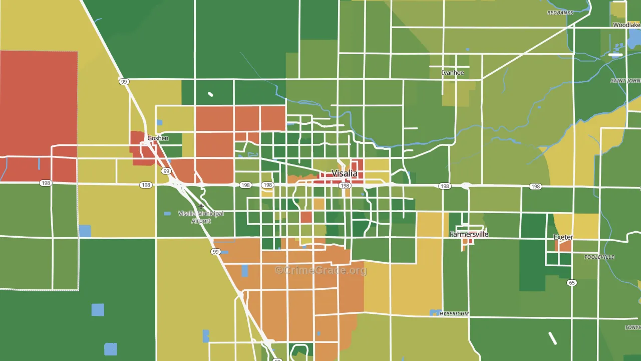 Visalia, CA Map of Drug-Related Crime Rates