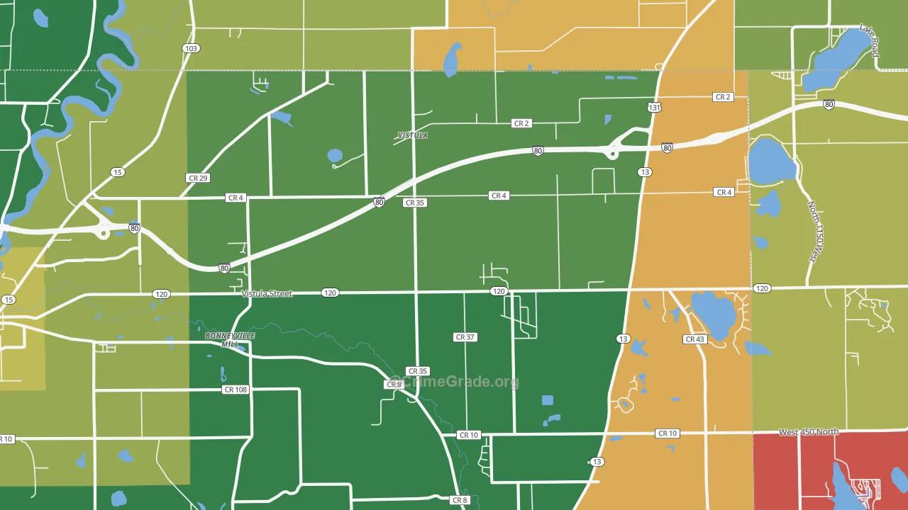 Vistula, IN Map of Drug-Related Crime Rates