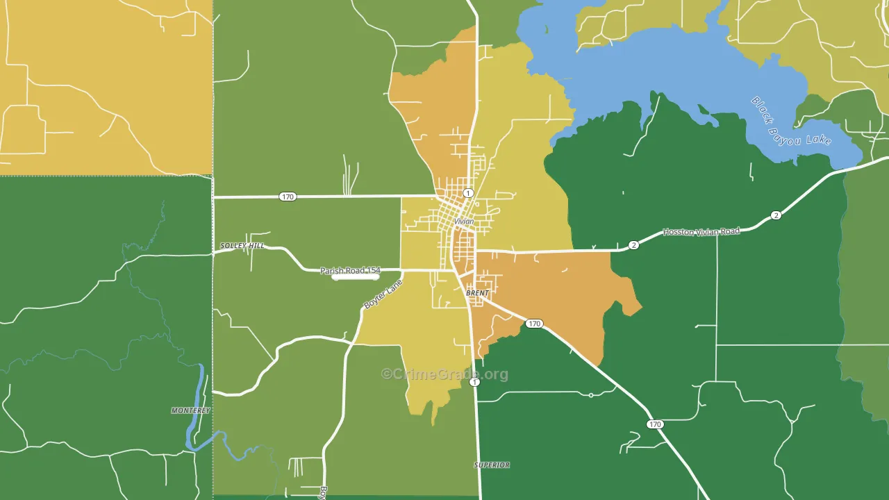 Vivian, LA Map of Drug-Related Crime Rates