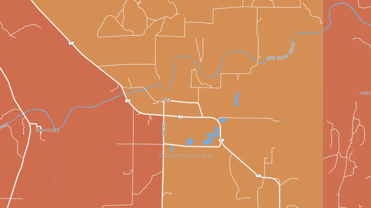Voca, TX Map of Drug-Related Crime Rates